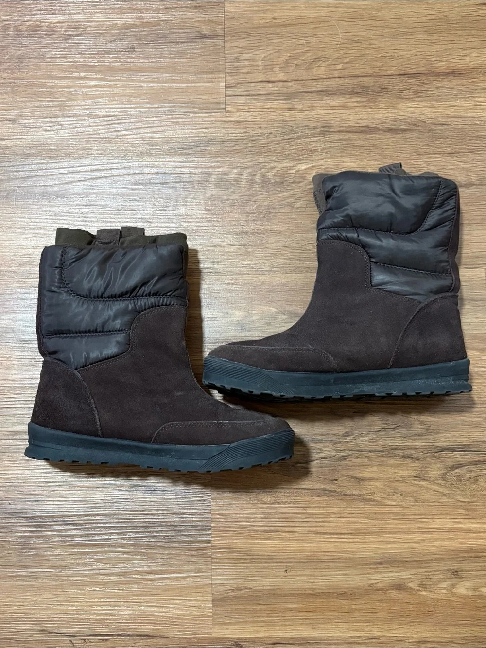 Lands’ End Women’s Winter Snow Boots Brown Suede Insulated Pull On Size 8 B